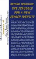 Beyond Tradition: The Struggle for a New Jewish Identity 0967325927 Book Cover