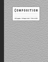 Composition: Wide ruled education composition notebook for school and college students and teachers - Gray leather effect cover art design 1080335218 Book Cover