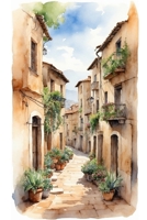 Dibujos a acuarela de pueblos de piedra B0CQP52X7L Book Cover