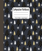 Composition Notebook: 7.5x9.25 Wide Ruled | Christmas Trees and Snowflakes on Black 1678532339 Book Cover