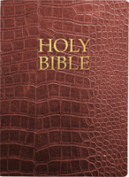 KJVER Holy Bible, Large Print, Walnut Alligator Bonded Leather, Thumb Index: B0CBLHN4M6 Book Cover