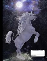 Magical Unicorn In The Moonlight Composition Notebook - Dot Grid Paper - 200 Pages / 100 Sheets, 9-3/4" x 7-1/2" 1987701526 Book Cover