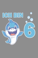 Notizbuch A5 (6X9zoll) Kariert 120 Seiten: Baby Shark - Ich bin 6 Jahre Alt - Jungen Tshirt - Geschenk 1670412121 Book Cover