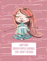 Knitting Graph Paper Journal for Craft Design: Gift for Knitters to Create Craft Projects 4:5 Ratio Pink Watercolor Yarn pattern with Brown haired crafty knitter 1692422405 Book Cover