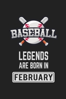 Baseball Legends Are Born In February: Baseball Notebook Gift for Kids, Boys & Girls Baseball Lovers Birthday Gift 1659606462 Book Cover