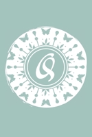 Q: Initial Q Monogram Notebook Journal Gift Pale blue Butterfly Circle design 1673353967 Book Cover