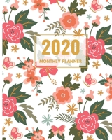 2020 planner daily weekly and monthly: Floral 2020 Calendar Planner 8x0 Agenda 2020, Organizer & Calendar View with Inspirational Quotes Jan 1, 2020, to Dec 31, 2020, Annual Planner 1657099849 Book Cover