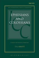 A critical and exegetical commentary on the Epistles to the Ephesians and to the Colossians, 9354174922 Book Cover