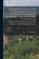 Erfahrungs-Tafeln über Massengehalt der in Deutschland in Reinen Beständen vorkommenden Holzarten in verschiedenem Alter für Hoch- und Niederwald. - Primary Source Edition 1019346728 Book Cover