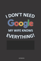 I DON'T NEED GOOGLE MY WIFE KNOWS EVERYTHING! Notebook: a 6x9 Blank Lined College Ruled Funny Humorous Gag Gift Journal for Husband Dad Father Brother 1692768948 Book Cover