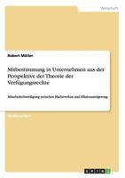 Mitbestimmung in Unternehmen aus der Perspektive der Theorie der Verf�gungsrechte: Mitarbeiterbeteiligung zwischen Machtverlust und Effizienzsteigerung 3656727880 Book Cover