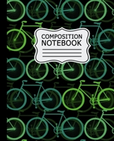 Composition Notebook: Green Bicycles Pattern on Black Background 7.5" X 9.25" - Wide Ruled 110 Pages 1690645776 Book Cover