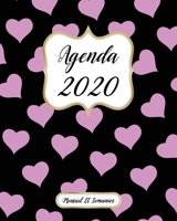 Agenda 2020 Mensuel Et Semainier: Calendrier, Organisateur, Objectifs et Liste de Souhaits Janvier � D�cembre 2020 Violet Coeur Motif, Noire Couverture 171032709X Book Cover