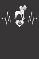 Chinese Crested Notebook: Dog Vintage Heartbeat ECG Love Paw Heart 6x9 Dot Grid Dotted 120 Pages for School College 1080325654 Book Cover