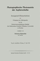 Photographische Photometrie Der Jupiterscheibe 3662268698 Book Cover