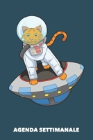 Agenda Settimanale: Astrogatto A5 manoscritto floreale - Agenda con Pianificatore Settimanale 52 settimane per Proprietario del Gatto (azzurro) (Italian Edition) 168988617X Book Cover