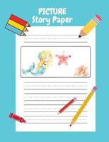 Picture Story Paper: 100 pages, 7.44” x 9.69”, Kindergarten - 3rd Grade; measured top title section, picture box for child’s drawing illustration, ... Drawing Story Paper Composition Notebook 1725751410 Book Cover