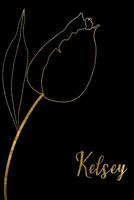 Kelsey: Personalized Writing Journal for Women - Elegant Black and Gold 1096542390 Book Cover