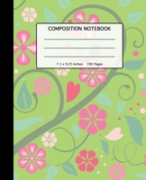 Composition Notebook: Pretty Floral Pattern Softcover- 100 Wide Ruled Line Pages - School, High School and College Composition Book - 7.5 x 9.25" for ... or Adults - Cute Gift Idea for Flower Lovers 1711550574 Book Cover