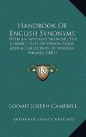 Handbook of English Synonyms 1016375441 Book Cover