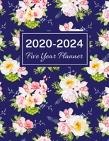 2020-2024 Five Year Planner: Rose On Navy Blue, 60 Months Calendar, 5 Year Monthly Appointment Notebook, Agenda Schedule Organizer Logbook With Holidays and Inspirational Quotes 1672808758 Book Cover