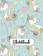 Sketchbook: Unicorn, Large Journal With Blank Paper For Drawing And Sketching & Crayon Coloring for Girls, 109 Pages, 8.5" x 11" (Kids Drawing Books) 1711012742 Book Cover