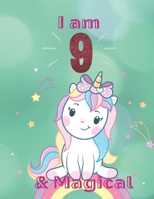 Unicorn SketchBook: I Am 9 & Magical With Unicorn Inside More Space for Sketching and Drawing and Writing Journal for Kids and Girls Marble Size 8.5in x 11in with 110 Pages 1654363413 Book Cover