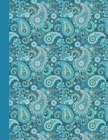 Composition Notebook: Paisley Teal Blue Green - College Ruled :: Glossy Softcover Book - Home Office, High School Students, Diary Writing Journal Paper :: 7.44" x 9.69" - 100 sheets / 200 lined pages 1723231878 Book Cover