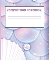 Composition Book: MERMAID SCALES: Wide Ruled Notebook - School Subject Book Lined Student Journal - Pretty Pink Pastel Water Color - 100 Pages - Teacher Notes Planner- organizer - 7.5 x 9.25 " 1690993820 Book Cover