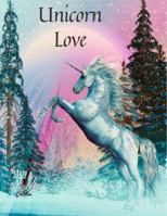 Unicorn Love 4 (L) Beautiful Unicorn Themed College Ruled Composition Notebook, Pretty Back Cover: A Lovely Present Gift For Unicorn Lovers Women Girls Kids Teens! This Cover Available Sizes S-M-L null Book Cover