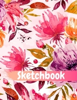 Sketchbook: 8.5X11 inches notebook, blank page journal , 100 pages plank paper for sketcher, girls , women , flower lover , lovely and beautiful ... writing , hand-drawn collection , violet pink 1670259951 Book Cover