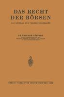 Das Recht Der Borsen: Ein Beitrag Zum Verwaltungsrecht 3642939805 Book Cover
