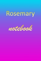 Rosemary: Blank Notebook Wide Ruled Lined Paper Notepad Writing Pad Practice Journal Custom Personalized First Name Initial R Blue Purple Gold Taking Class Notes, Homework, Studying School Homeschool  1670883892 Book Cover