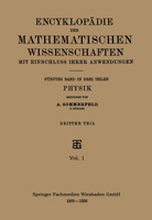 Encyklopadie Der Mathematischen Wissenschaften Mit Einschluss Ihrer Anwendungen: Funfter Band: Physik 3663154580 Book Cover