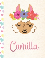 Camilla: Personalized Llama Journal For Girls - 8.5x11 110 Pages Notebook/Diary With Pink Name 1671689283 Book Cover