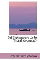 Did Shakespeare Write 0526317612 Book Cover