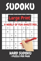 Sudoku Large Print Hard 1 Puzzle Per Page: Hard sudoku Large print created by experts for experts. Hard sudoku puzzles for adults large print in a compact book. Easy on the EYES hard on the brain. B0948RPBT9 Book Cover