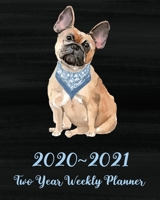 2020 - 2021 Two Year Weekly Planner: Cute Dog Gifts for Dog Lovers, Jan 2020 - Dec 2021 24 Month Planner With To Do List for Your Goals, Lovely French Bulldog, Teal and Blue 1694701182 Book Cover