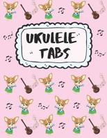 Ukulele Tabs: Get Your Uke on: Write Down Your own Ukulele Music! - Pretty Red Blank Sheet Music Paper Tablature for Ukulele with Yellow & Blue Pattern - Cool Tablature Songbook to Write in - Blank Sh 1080179410 Book Cover