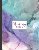 Meeting Notes: Designed For Busy Executive Assistants Record Keeping Planner Professional Office and Small Business Violet Aqua Sky Blue Abstract Ink Cover 1705875610 Book Cover