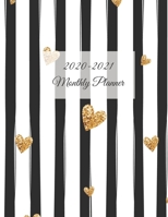 2020-2021 Monthly Planner: 2020-2021 Two Year Monthly Planner, Gold Hearts Design, 24 Months Logbook Calendar Agenda Organizer Schedule Yearly Goals Monthly Task Checklist(102 Pages, 8.5"x11") Elegant 1700480278 Book Cover