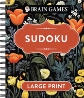 Brain Games - Large Print Sudoku (Dark Floral Design) B0GZ9SF7JQ Book Cover