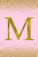 M: Letter M Initial Monogram Notebook - Pretty Pink & Gold Confetti Glitter Monogrammed Blank Lined Note Book, Writing Pad, Journal or Diary with Lines - Birthday or Christmas Gift for Kids, Girls & W 1088540309 Book Cover