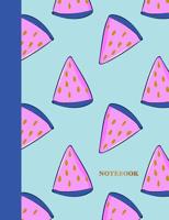 Notebook: College Ruled Composition Book with Cute Watermelon Pattern Cover Design in Blue 1073655288 Book Cover