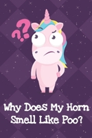 Why Does My Horn Smell Like Poo: Funny Unicorn Notebook and Journal for Writing with Purple Diamonds and Stars on the Cover Design 1704140943 Book Cover
