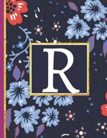 R: Monogram Initial R Notebook for Women and Girls, Blue Floral (Monogram Gifts for Women) 1071057057 Book Cover