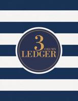 3 Column Ledger: Accounting Book for Bookkeeping and Expense Tracking - 120 Pages, 8.5 x 11 - Luxurious Navy Stripes Cover 1099171520 Book Cover