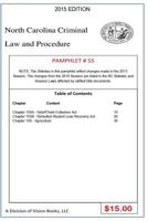 North Carolina Criminal Law and Procedure-Pamphlet 55 1502933985 Book Cover