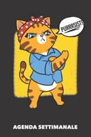 Agenda Settimanale: Gatto di resistenza A5 manoscritto floreale - Agenda con Pianificatore Settimanale 52 settimane per Proprietario del Gatto (nero) 1689892935 Book Cover