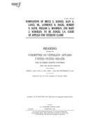 Nominations of Bruce E. Kasold, Alan G. Lance, Sr., Lawrence B. Hagel, Robert N. Davis, William A. Moorman, and Mary J. Schoelen, to be judges, U.S. Court of Appeals for Veterans Claims B083XVJJ4F Book Cover